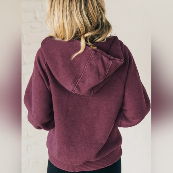 Half Zip Kangaroo Pocket Long Sleeve Hoodie - Picture 2 of 6